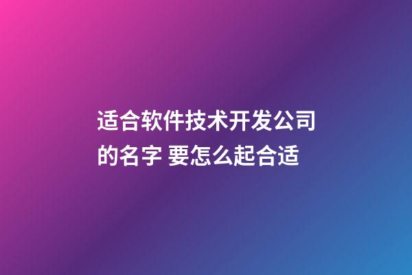 适合软件技术开发公司的名字 要怎么起合适-第1张-公司起名-玄机派